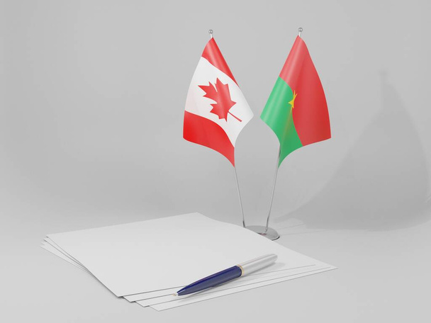 Burkina Faso - Canada Agreement Flags, White Background - 3D Render - Фото, зображення