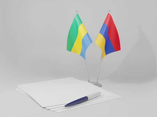 Armenia - Gabon Agreement Flags, White Background - 3D Render - Фото, зображення