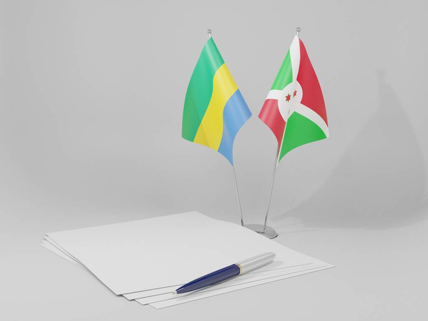 Burundi - Gabon Agreement Flags, White Background - 3D Render - Фото, зображення