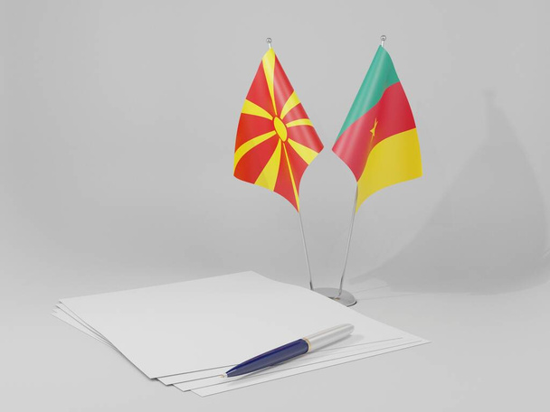 Camerun - Bandiere dell'accordo Macedonia, sfondo bianco - Render 3D - Foto, immagini