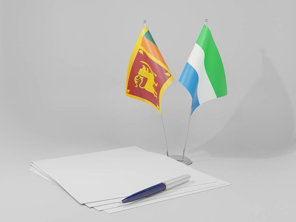 Sierra Leone - Srí Lanka dohody vlajky, bílé pozadí - 3D vykreslování - Fotografie, Obrázek