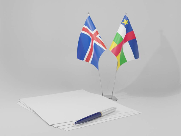 Republika Środkowoafrykańska - Islandia Flagi Porozumienia, Białe tło - Render 3D - Zdjęcie, obraz