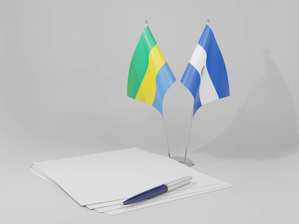 El Salvador - Gabon Agreement Flags, White Background - 3D Render - Фото, зображення