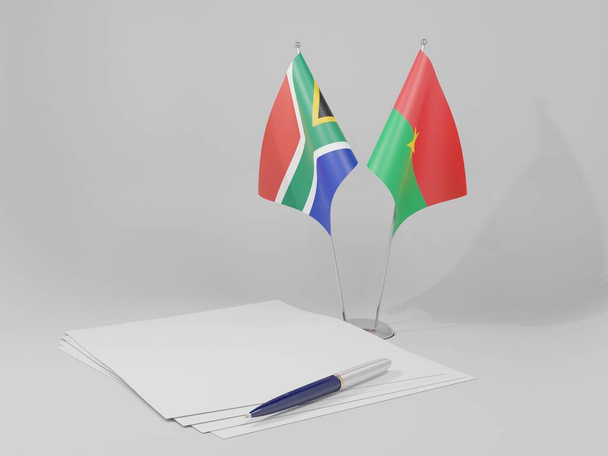Burkina Faso - South Africa Agreement Flags, White Background - 3D Render - Photo, Image