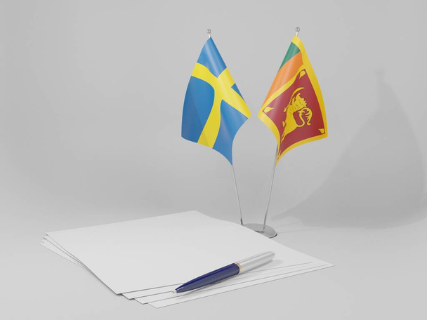 Srí Lanka - Švédské vlajky, Bílé pozadí - 3D vykreslování - Fotografie, Obrázek