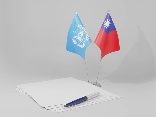 Taiwan - United Nations Agreement Flags, White Background - 3D Render - Photo, Image