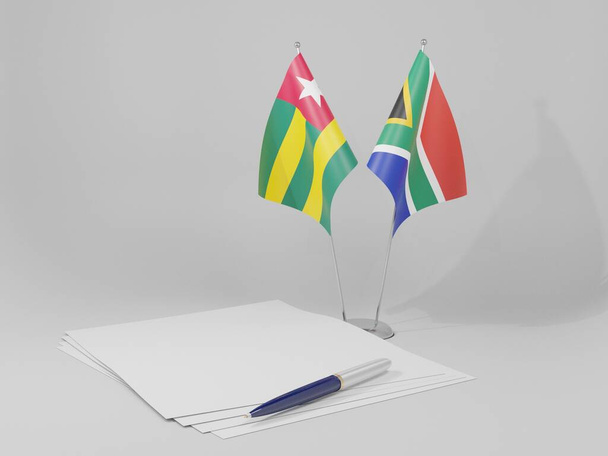 Südafrika - Togo Abkommen Flaggen, weißer Hintergrund - 3D Render - Foto, Bild