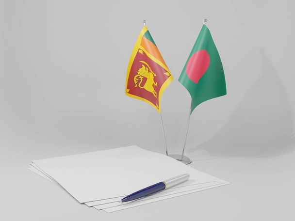 Бангладеш - Шри-Ланка Соглашение Флаги, белый фон - 3D рендер - Фото, изображение