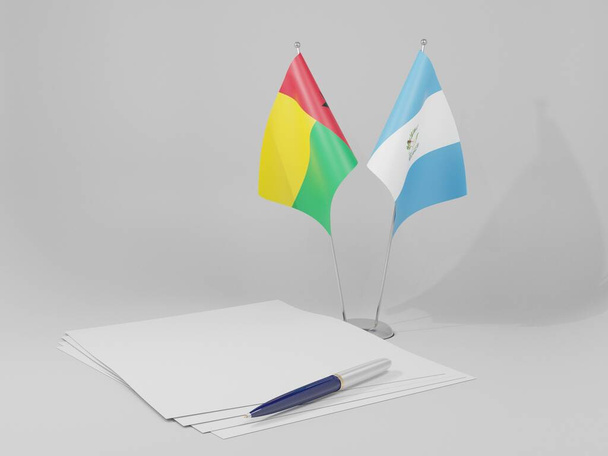Guatemala - Guinea Bissau dohody vlajky, bílé pozadí - 3D Render - Fotografie, Obrázek