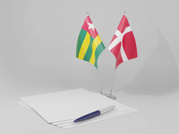 Dánsko - Togo dohody vlajky, bílé pozadí - 3D vykreslování - Fotografie, Obrázek