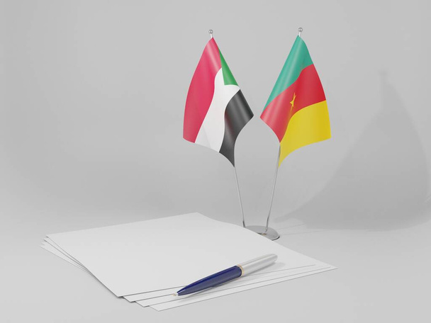 Camerun - Bandiere dell'accordo Sudan, sfondo bianco - Render 3D - Foto, immagini