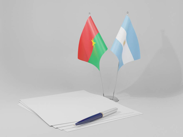 Argentina - Burkina Faso Agreement Flags, White Background - 3D Render - Фото, зображення