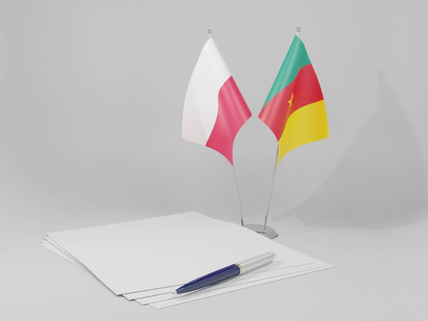 Camerun - Bandiere dell'accordo Polonia, sfondo bianco - Render 3D - Foto, immagini