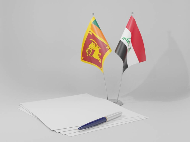 Irák - Srí Lanka dohody vlajky, bílé pozadí - 3D vykreslování - Fotografie, Obrázek