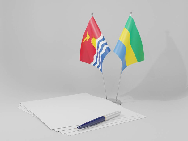 Gabon - Kiribati Agreement Flags, White Background - 3D Render - Фото, зображення