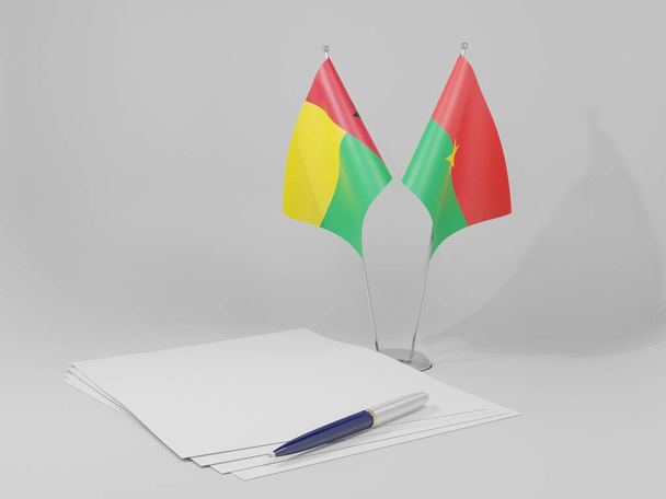 Burkina Faso - Banderas del Acuerdo de Guinea Bissau, fondo blanco - 3D Render - Foto, imagen