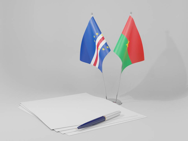 Burkina Faso - Banderas del Acuerdo de Cabo Verde, Fondo Blanco - 3D Render - Foto, imagen