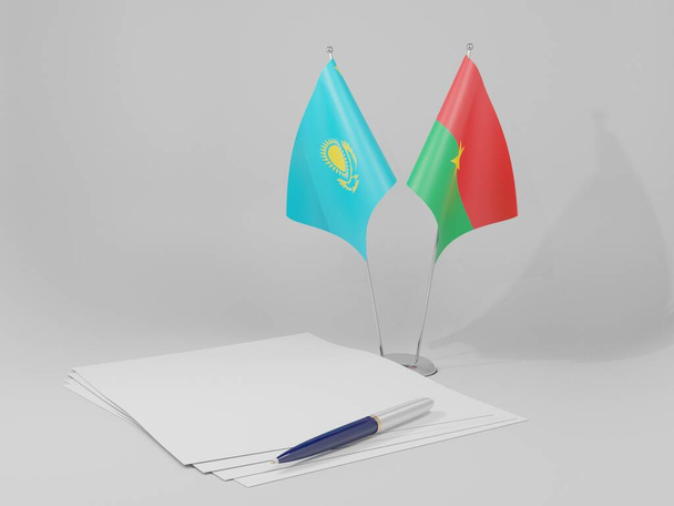 Burkina Faso - Kazakhstan Agreement Flags, White Background - 3D Render - Фото, зображення