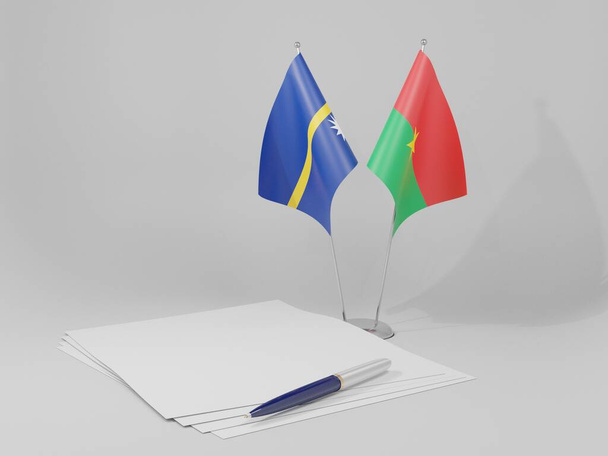 Burkina Faso - flagi porozumienia z Nauru, białe tło - Render 3D - Zdjęcie, obraz