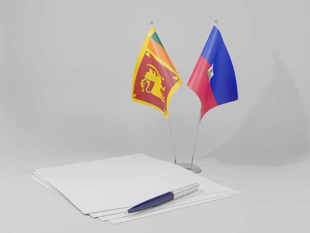 Haití - Banderas del Acuerdo de Sri Lanka, fondo blanco - 3D Render - Foto, imagen