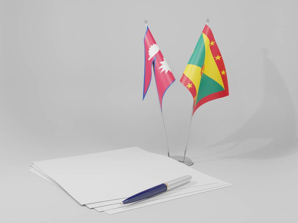 Granada - Bandeiras do Acordo do Nepal, fundo branco - 3D Render - Foto, Imagem