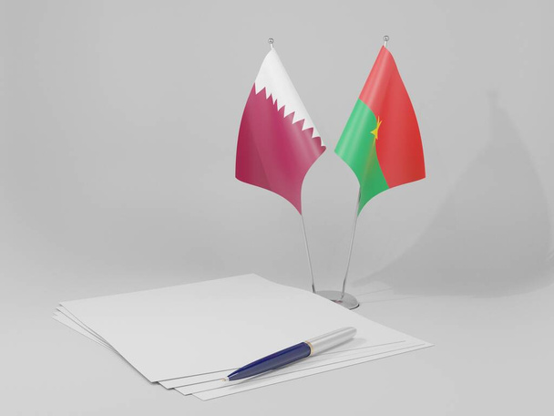 Burkina Faso - Banderas del Acuerdo de Qatar, fondo blanco - 3D Render - Foto, imagen