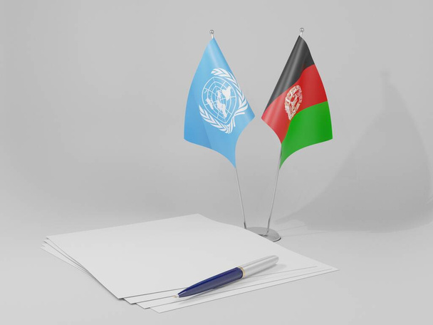 Afghanistan - United Nations Agreement Flags, White Background - 3D Render - Photo, Image