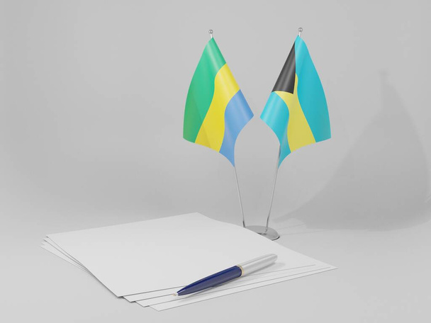 Bahamas - Gabon Agreement Flags, White Background - 3D Render - Photo, Image