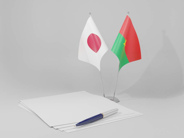 Burkina Faso - Japan Agreement Flags, White Background - 3D Render - Фото, зображення