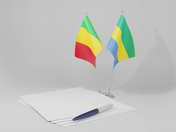 Gabon - Mali Agreement Flags, White Background - 3D Render - Фото, зображення