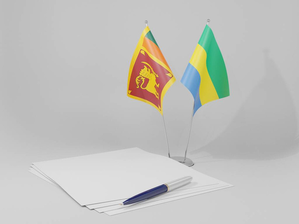 Gabon - Srí Lanka dohody vlajky, bílé pozadí - 3D vykreslování - Fotografie, Obrázek