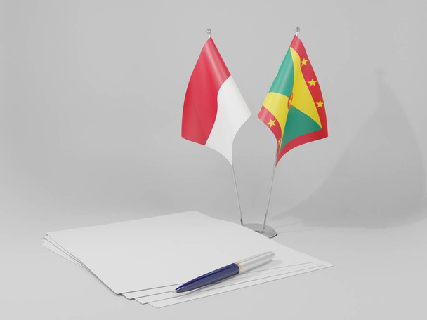 Grenada - Monacói megállapodás zászlók, fehér háttér - 3D Render - Fotó, kép