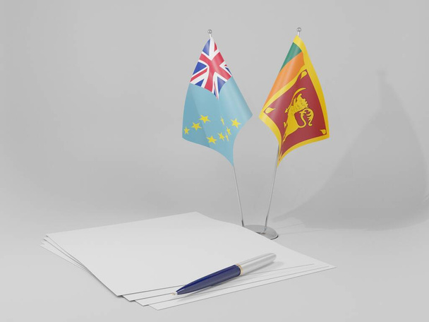 Srí Lanka - vlajky dohody Tuvalu, bílé pozadí - 3D vykreslování - Fotografie, Obrázek