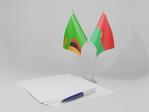 Burkina Faso - Zambia Agreement Flags, White Background - 3D Render - Фото, зображення