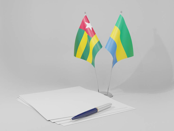 Gabon - Togo Agreement Flags, White Background - 3D Render - Photo, Image