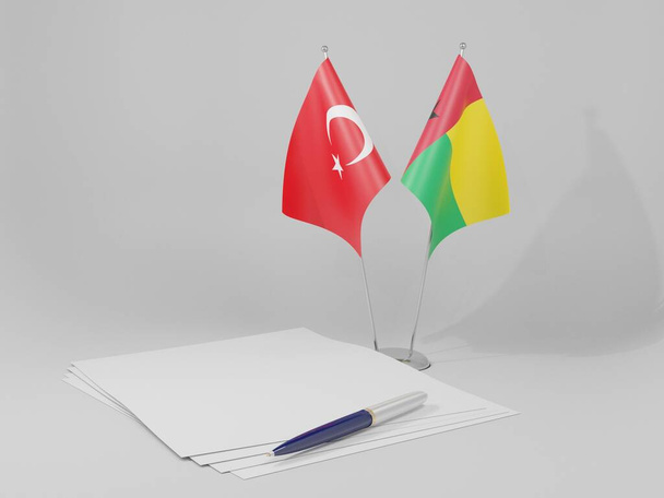 Guinea Bissau - Türkei-Abkommen Flaggen, weißer Hintergrund - 3D Render - Foto, Bild