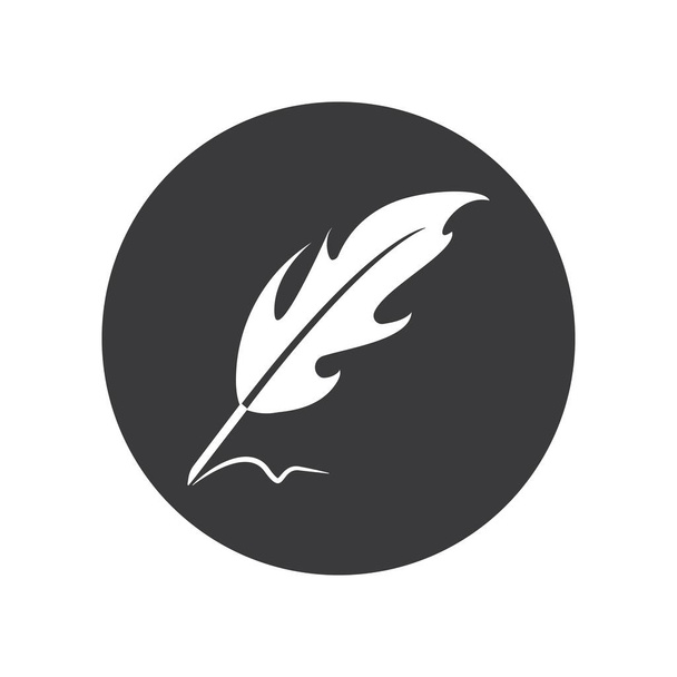 quill feather pen signature logo design template illustration vector - Vector, Image