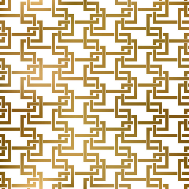 Abstract repeatable background of golden twisted strips. Swatch of gold plexus of bands. Modern seamless pattern. - Vector, Image