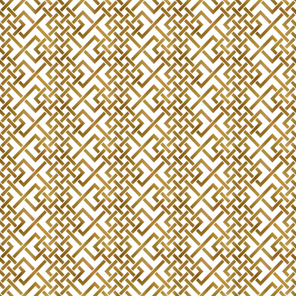 Abstract repeatable background of golden twisted strips. Swatch of gold plexus of bands. Modern seamless pattern. - Vector, Image