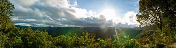Clouds covering sun above Great Smoky Mountains in North Carolina - Photo, Image