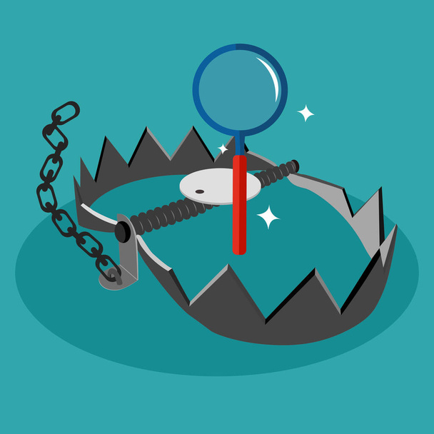 Magnifier and a trap. The concept of bait. Vector illustration eps - Vector, Image