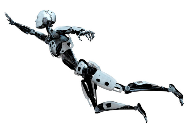 3D rendering of a male robot isolated on white background - Foto, afbeelding