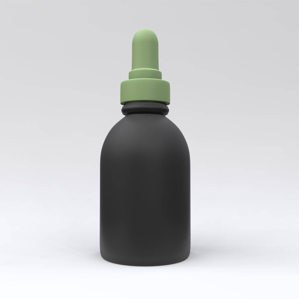 Vaporizzare bottiglie liquide sullo sfondo bianco. Progettazione del pacchetto. Illustrazione 3d. - Foto, immagini