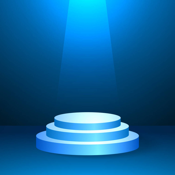 Podium, blaues Licht minimaler Hintergrund, geometrische Form - Vektor, Bild