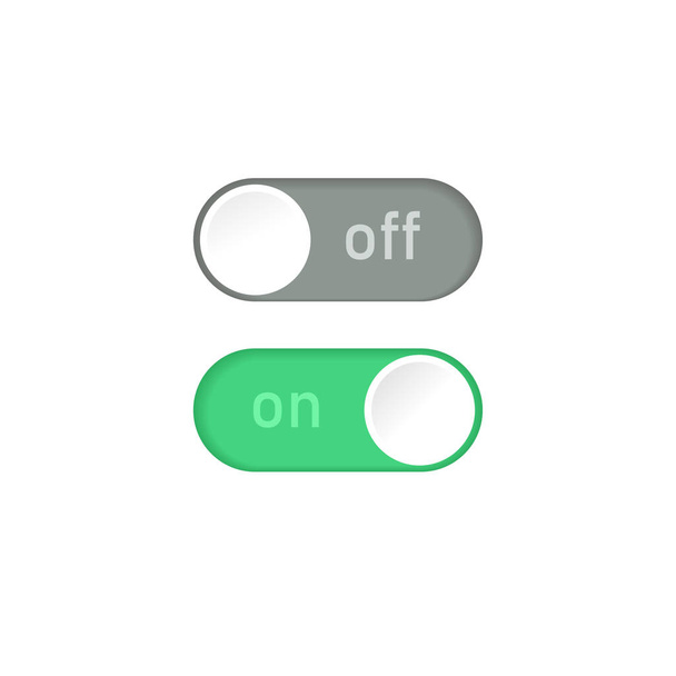 Реалистичный Включить и выключить кнопки Swipe изолированы на белом фоне. Переключите символ с тенями. Переключить шаблон значка. Векторная плоская иллюстрация для приложений и игр. - Вектор,изображение