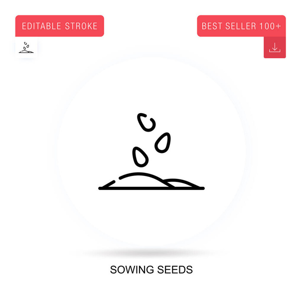 Sowing seeds flat vector icon. Vector isolated concept metaphor illustrations. - Vector, Image