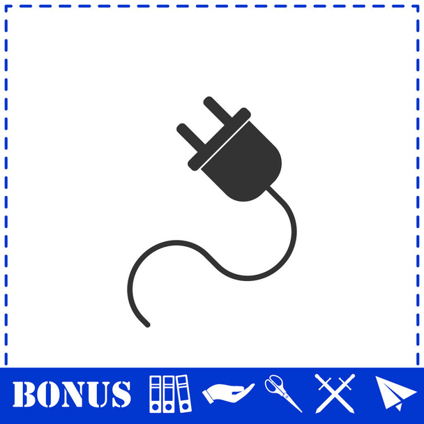 Icono de cable de alimentación plana. Símbolo de vector simple e icono de bonificación - Vector, imagen