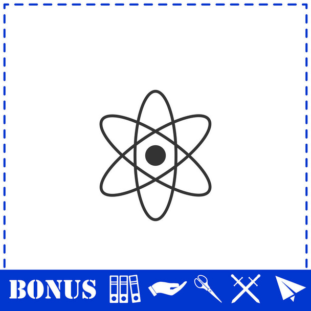 Ikona atomu plochá. Jednoduchý symbol vektoru a bonusová ikona - Vektor, obrázek