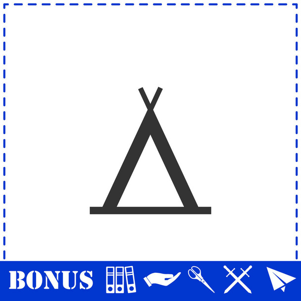 Wigwam ikoni tasainen. Yksinkertainen vektori symboli ja bonus kuvake - Vektori, kuva