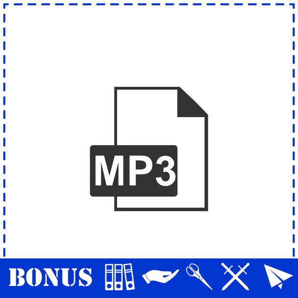 Ícone de arquivo de áudio plano. Símbolo vetorial simples e ícone de bônus
 - Vetor, Imagem
